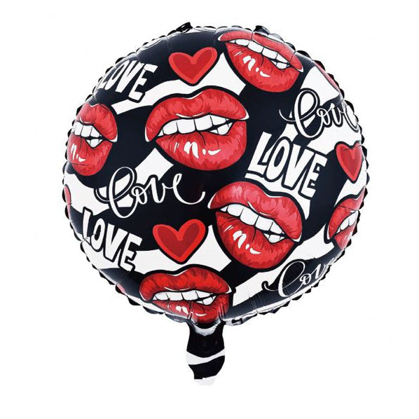 Globo Foil Redondo Labios Rojos 45 cm