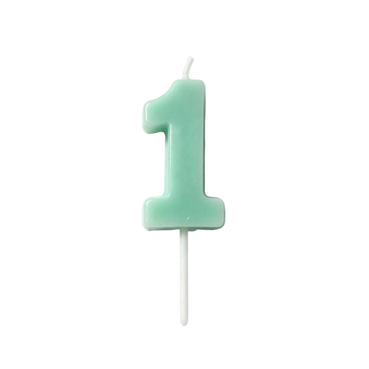 Vela para tarta en color menta números 0-9