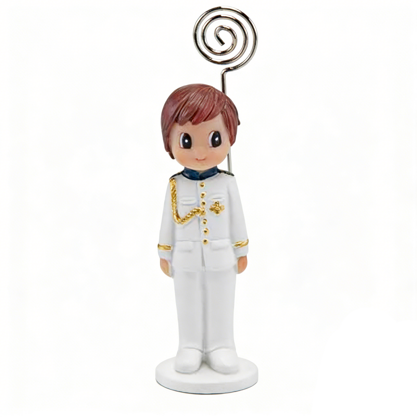 Sujeta-Tarjetas Niño Comunión Con Traje Blanco 9cm