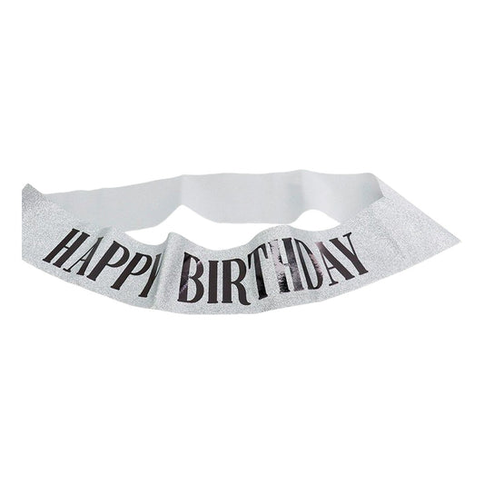 Banda Happy Birthday con Purpurina 12 x 160 cm