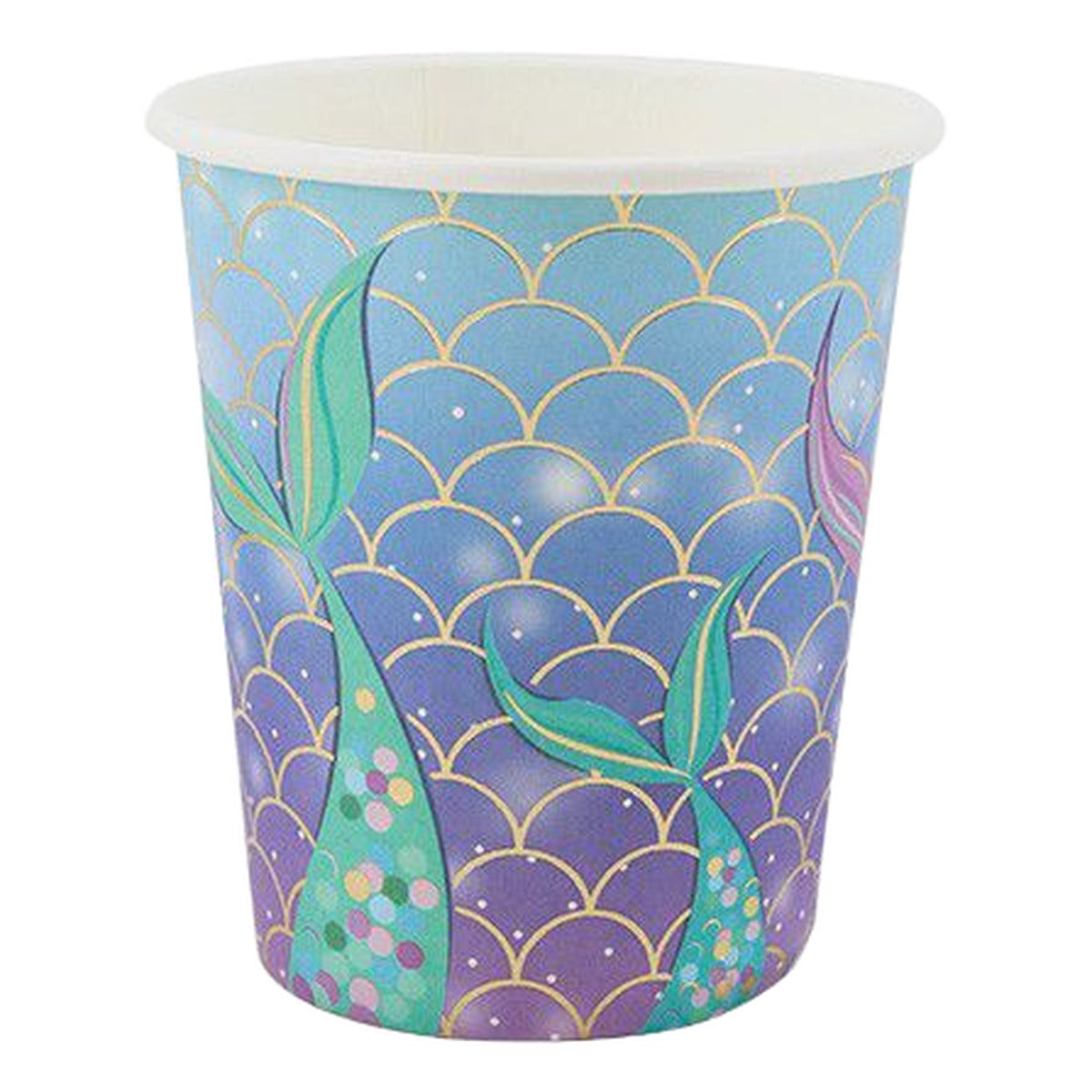 Vasos Cartón Cola de Sirena Lila 250 ml 6 uds