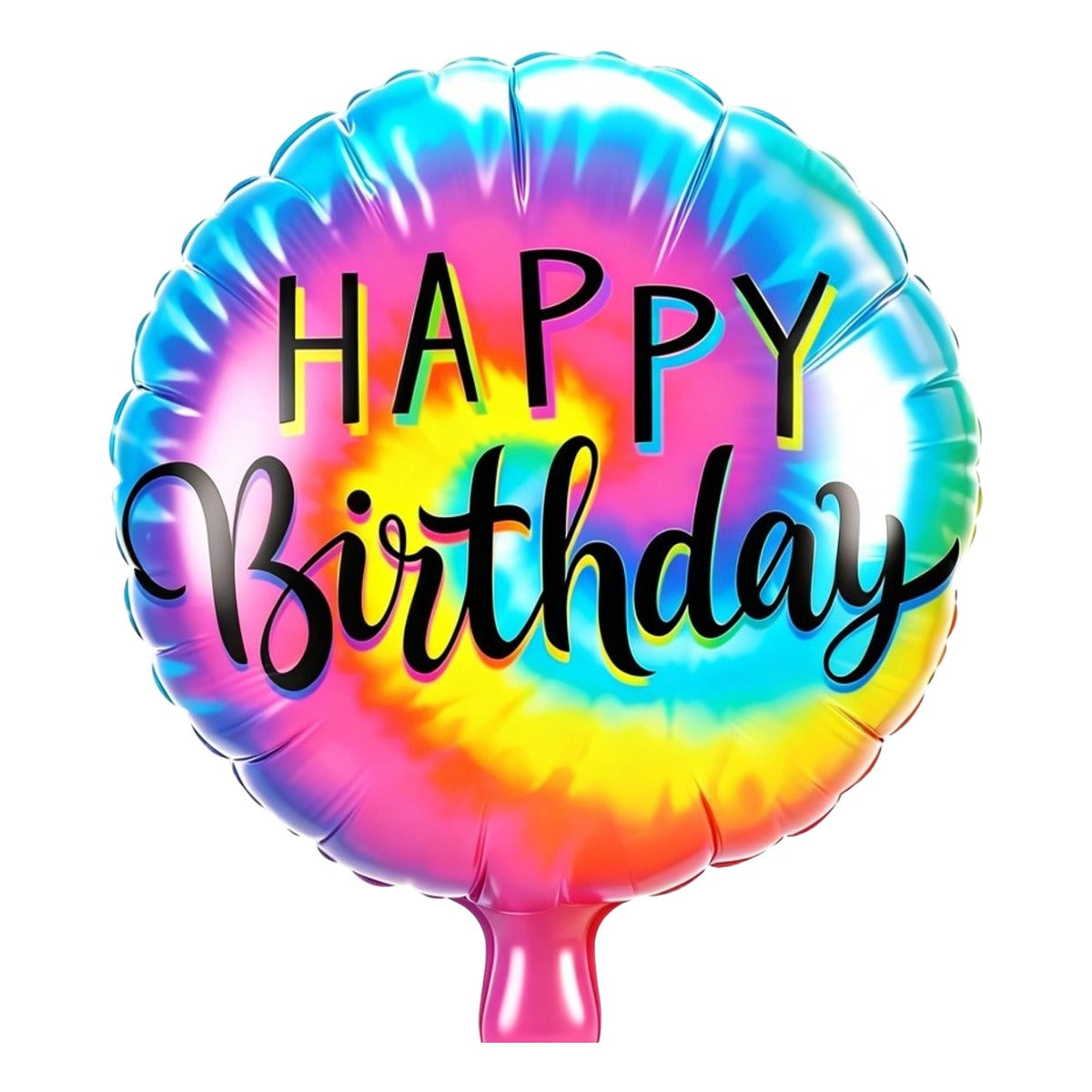 Globo Foil Redondo Happy Birthday Tie Dye 45 cm