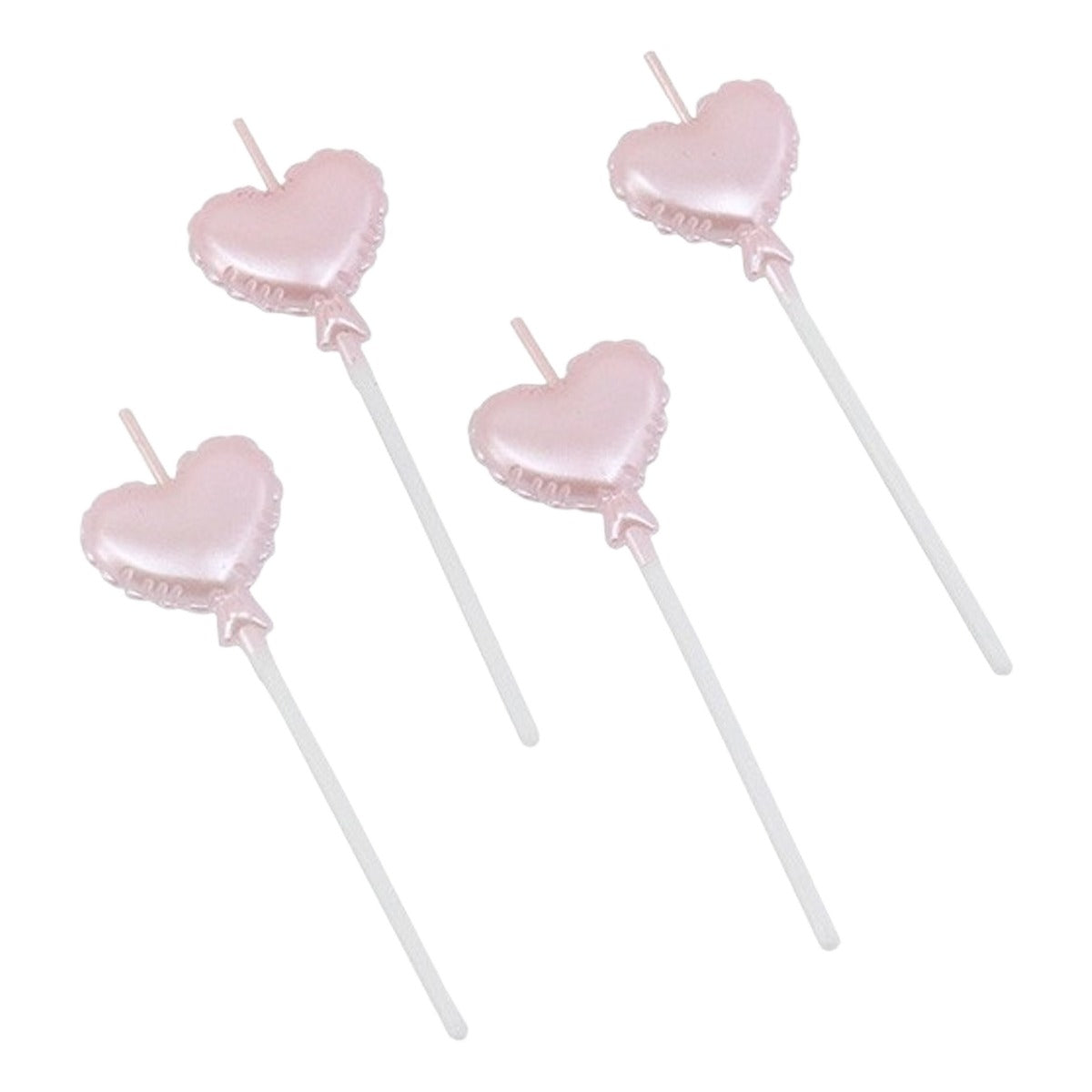 Velas Corazón Rosa Perlado 10,8 cm 4 uds