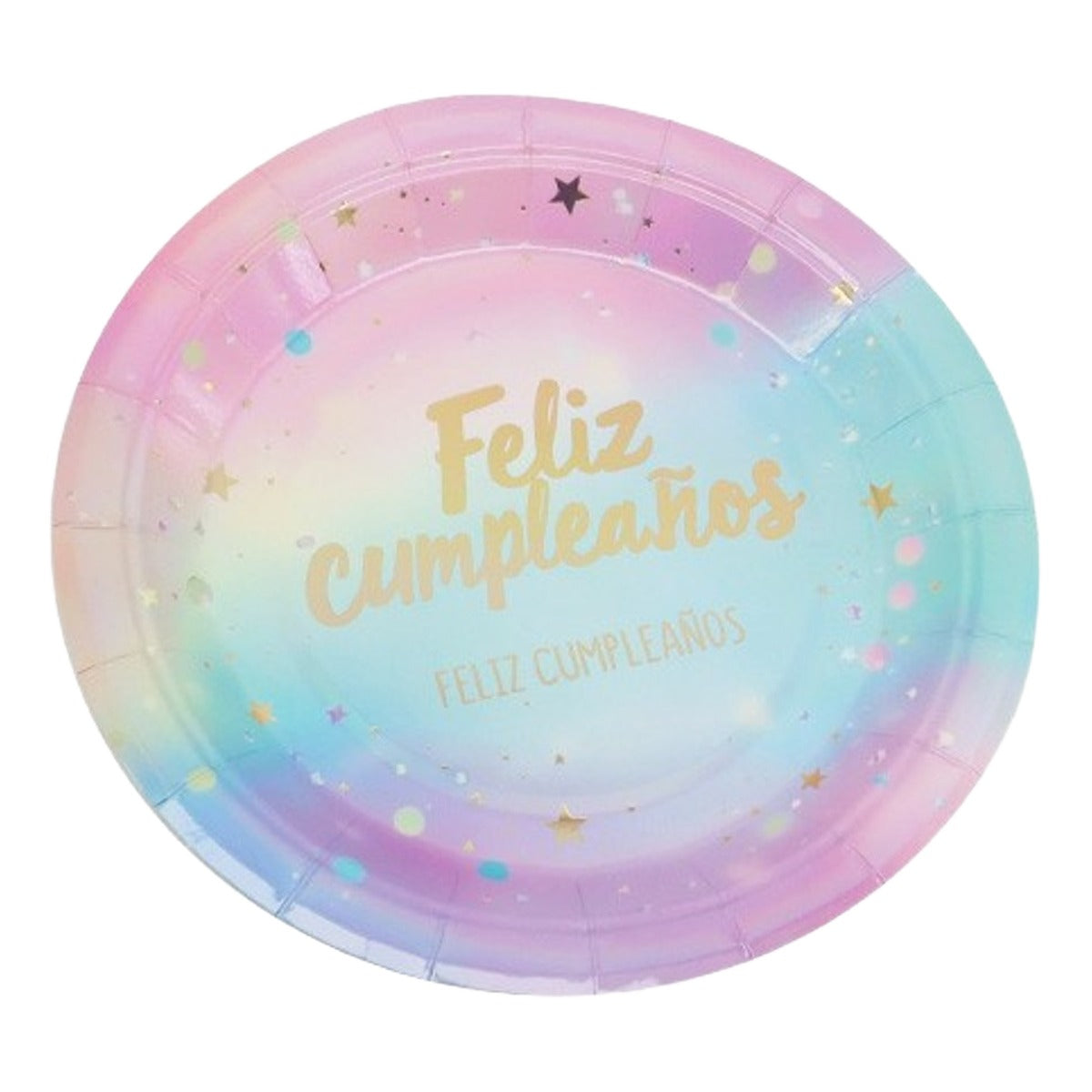 Platos Cartón Feliz Cumpleaños Degradado Arcoíris 6 uds