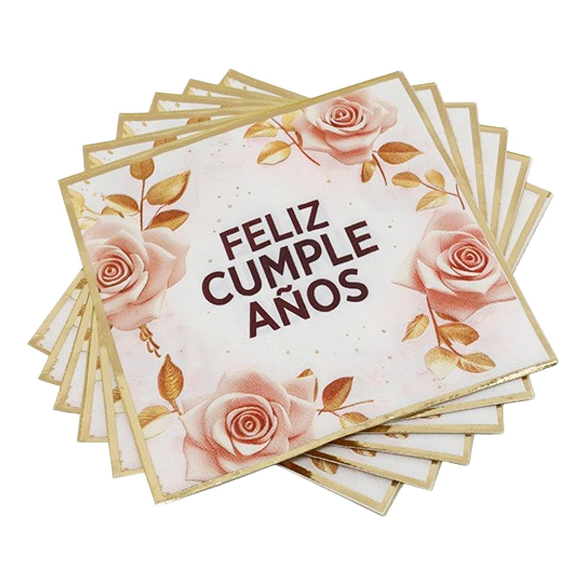 Servilletas Feliz Cumpleaños Rosas 33 x 33 cm 6 uds