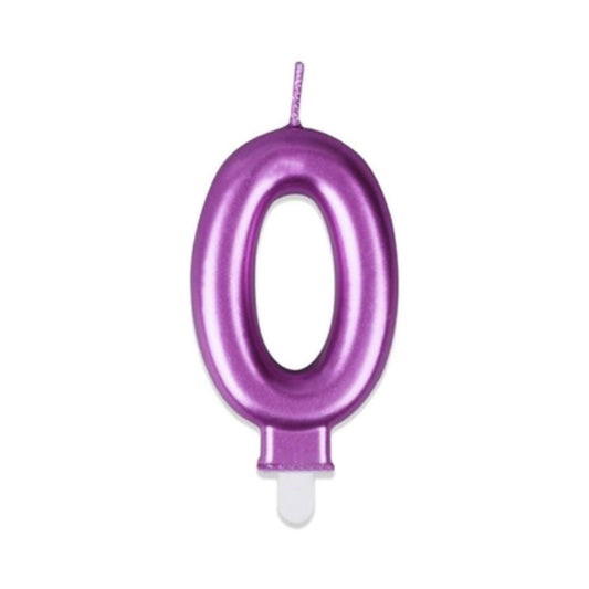 Vela Número Metalizada Morada 7,5 cm (0-9 y ?)