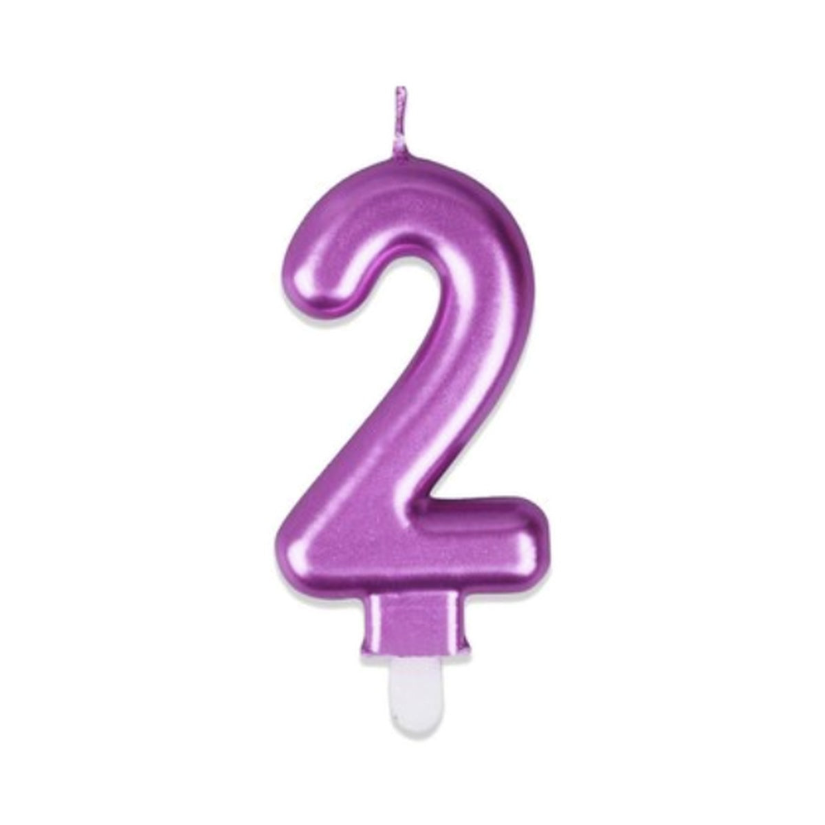 Vela Número Metalizada Morada 7,5 cm (0-9 y ?)