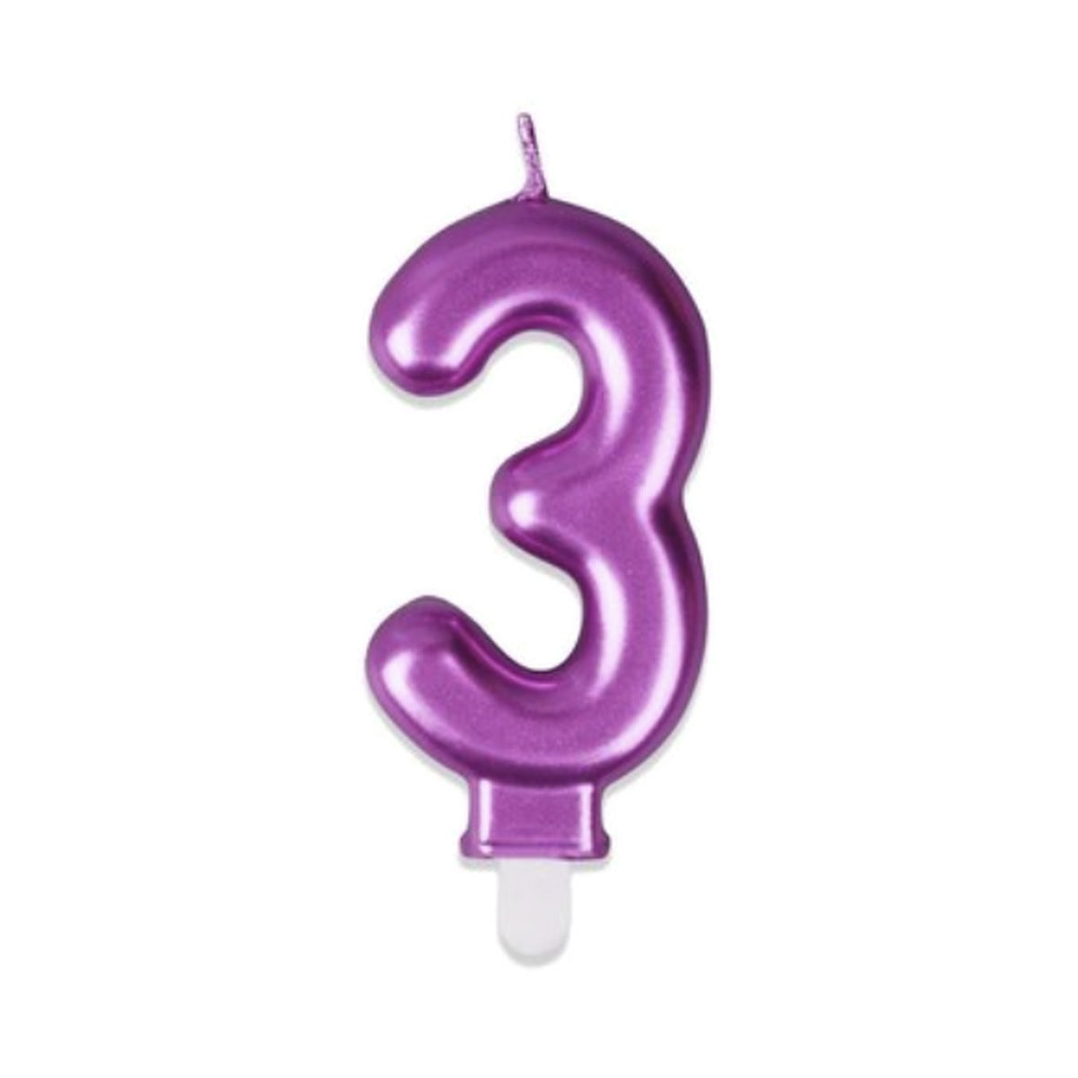Vela Número Metalizada Morada 7,5 cm (0-9 y ?)
