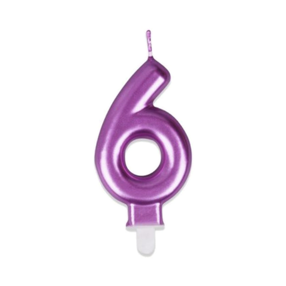 Vela Número Metalizada Morada 7,5 cm (0-9 y ?)