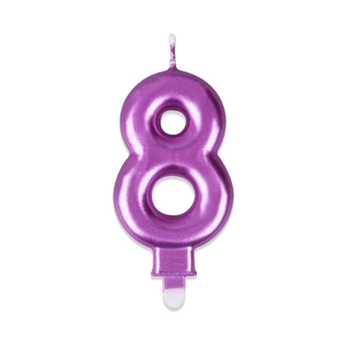 Vela Número Metalizada Morada 7,5 cm (0-9 y ?)