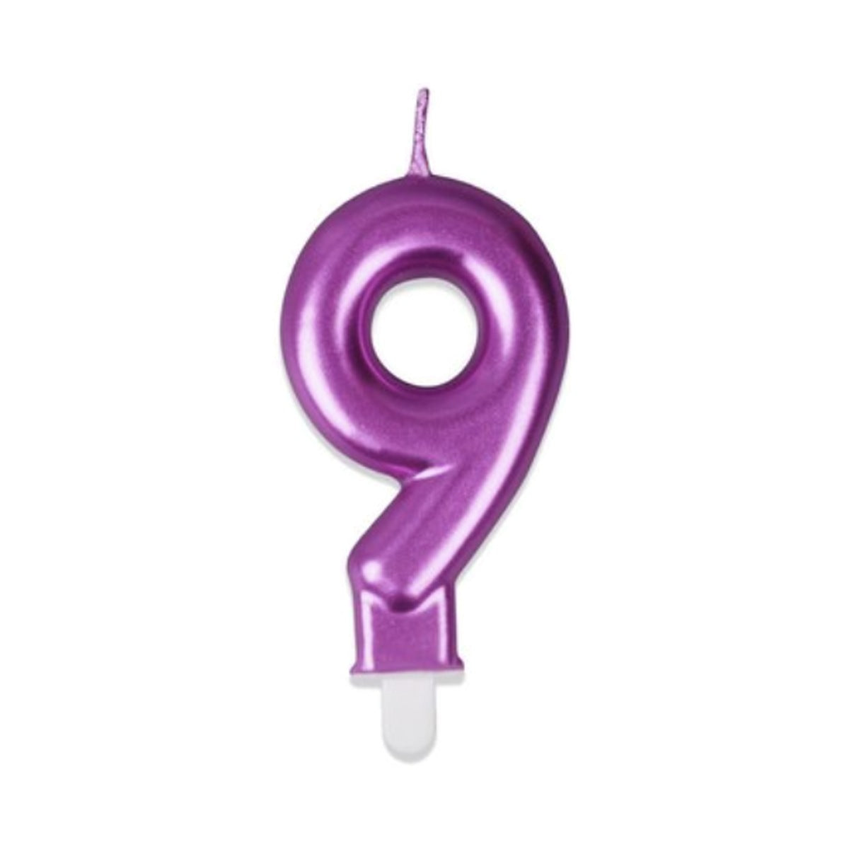 Vela Número Metalizada Morada 7,5 cm (0-9 y ?)