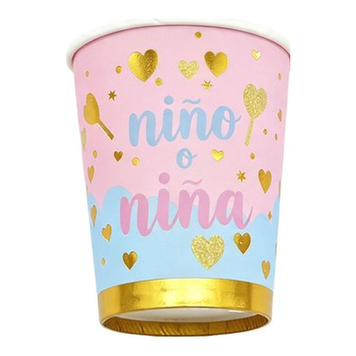 Vasos Cartón Niño o Niña Rosa y Azul 250 ml 6 uds