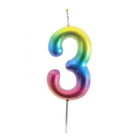 Vela Número Arcoíris 6 cm (0-9)