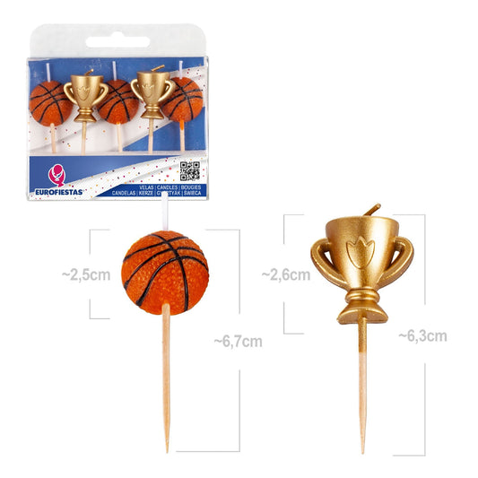 Velas Baloncesto Copas y Balones 5 uds