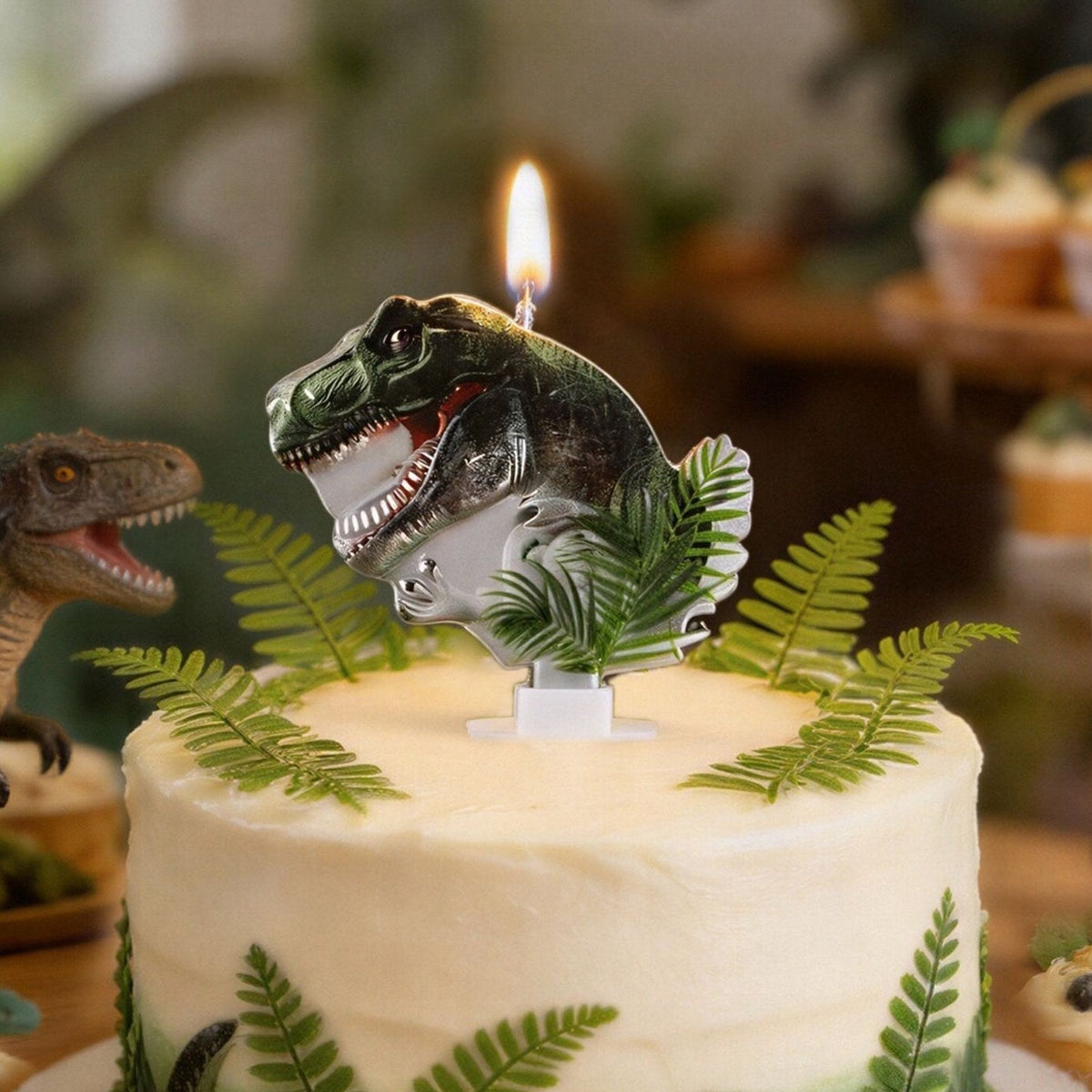 Vela Dinosaurio Metalizado 3D 8×6 cm