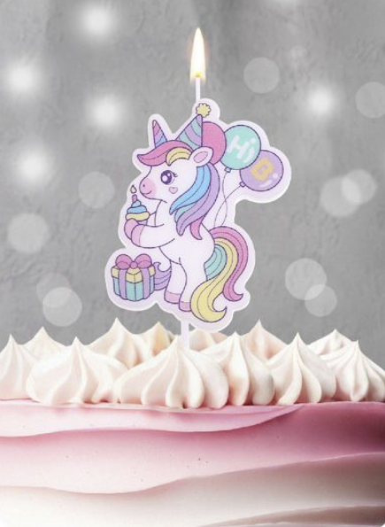 Vela Unicornio 8.5cm - Decoración Tarta Cumpleaños