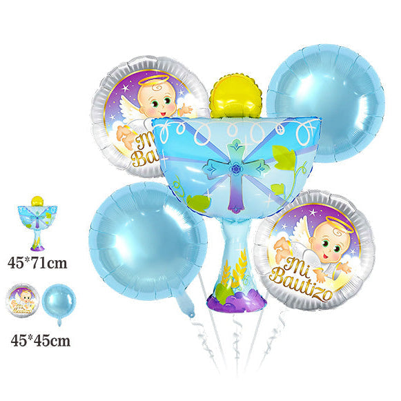 Set Globos Bautizo Cáliz y Ángel 5 uds Niño/Niña
