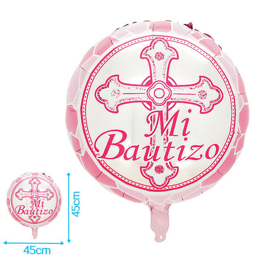 Globo Foil Bautizo Cruz 46cm Niño/Niña