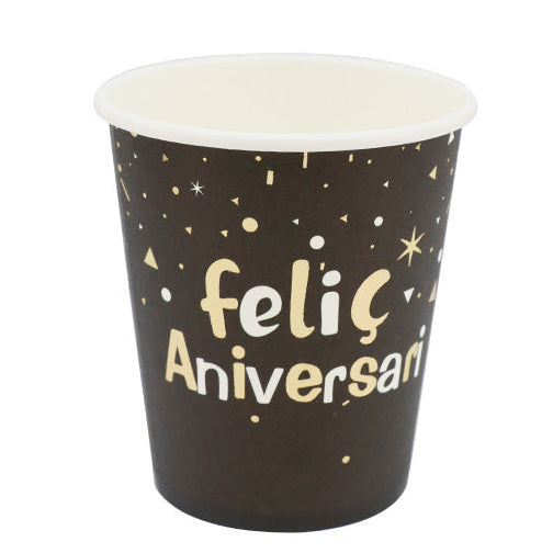 Vaso Cartón Degradado Dorado 9oz 6 uds