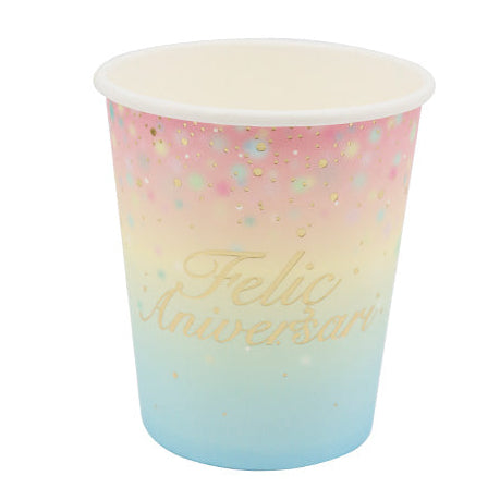 Vaso Cartón Cumpleaños Degradado Dorado 9oz 6 uds