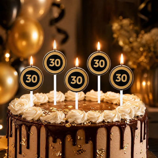 Velas Número Oro Negro 5uds