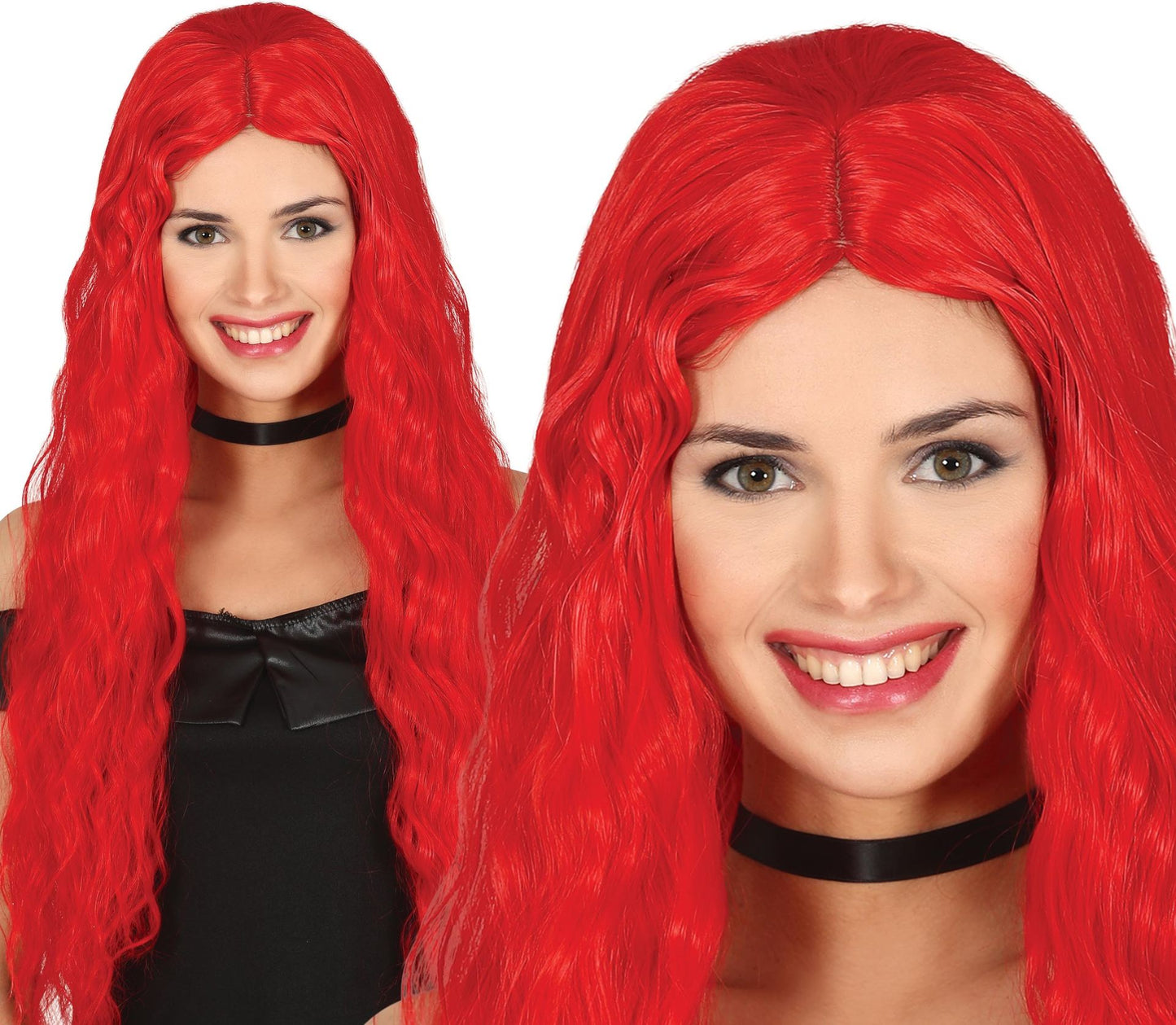 Peluca Roja Pelo Largo Ondulado Disfraz Halloween Carnaval Talla Unica