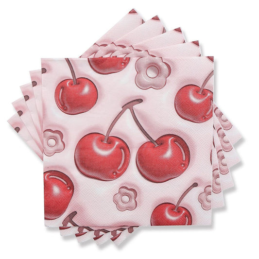 Servilletas Cartón Cereza 33x33cm - Pack 12 uds