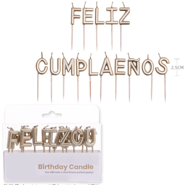Vela Feliz cumpleaños alfabeto