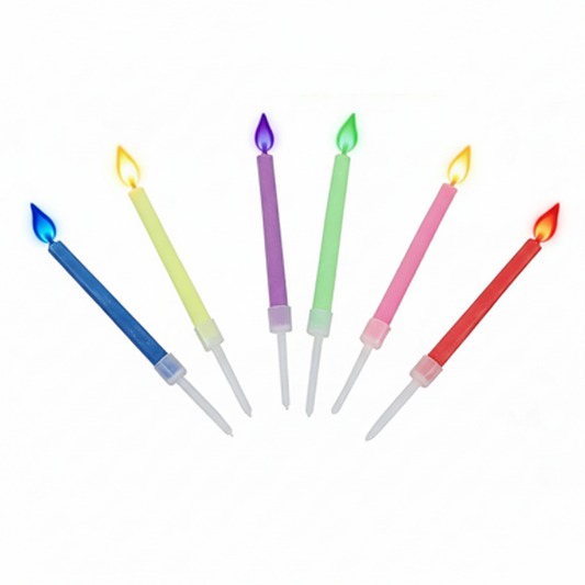 Vela Espirales de Colores con Llama de Color 6cm -6uds