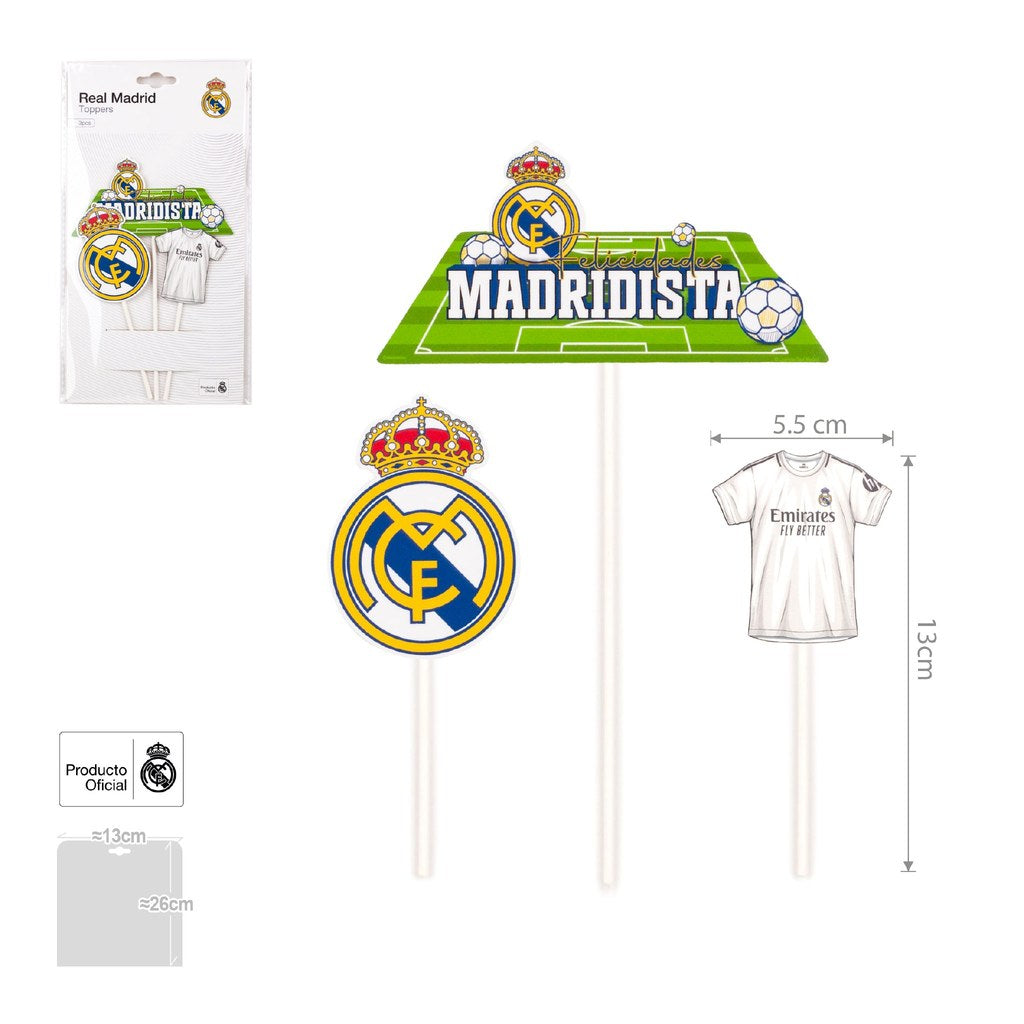 Topper Felicidades Real Madrid Cumpleaños 3uds