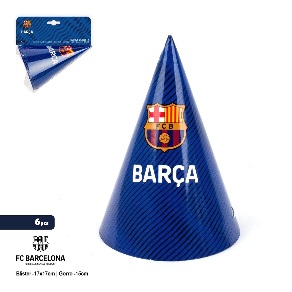 Gorros Fiesta Azul FC Barcelona 15cm 6 uds