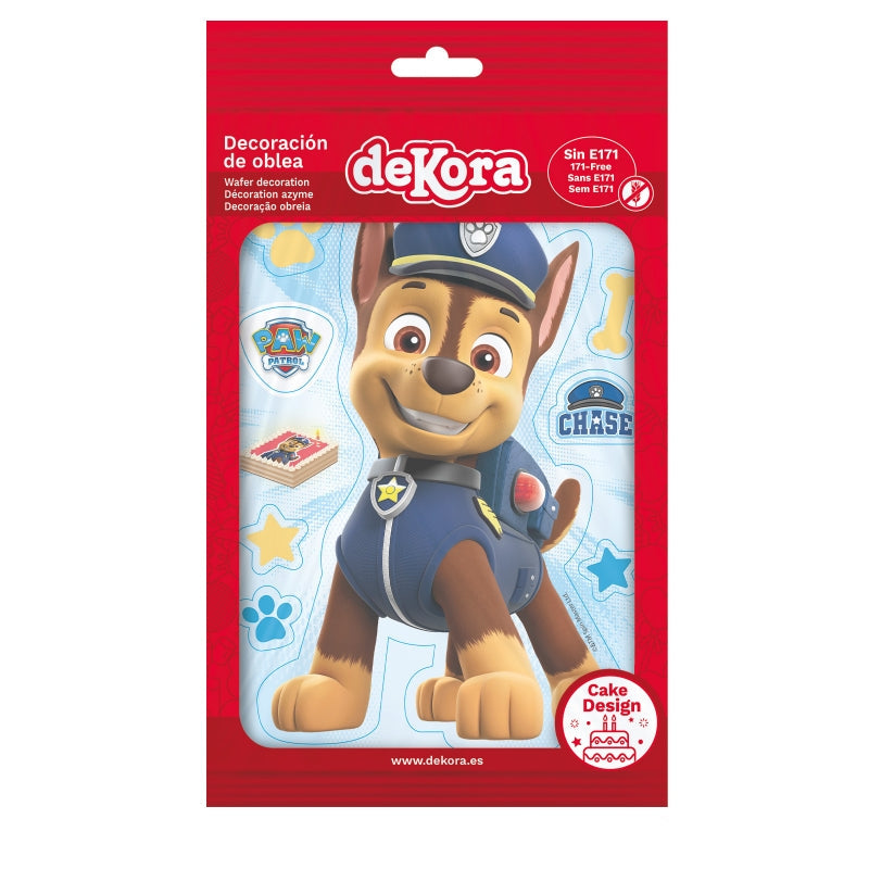 Oblea Comestible Paw Patrol Chase para Tarta | deKora 14.8x21cm