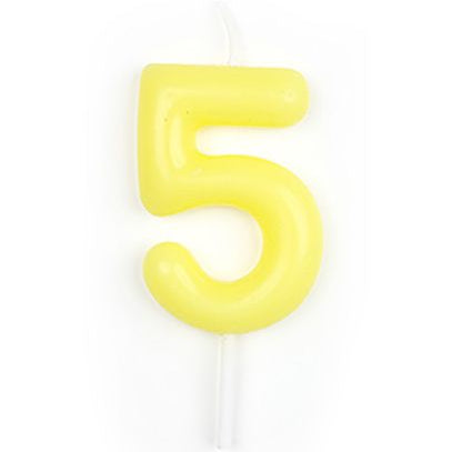 Vela Número Cumpleaños Amarillo Pastel 6 cm