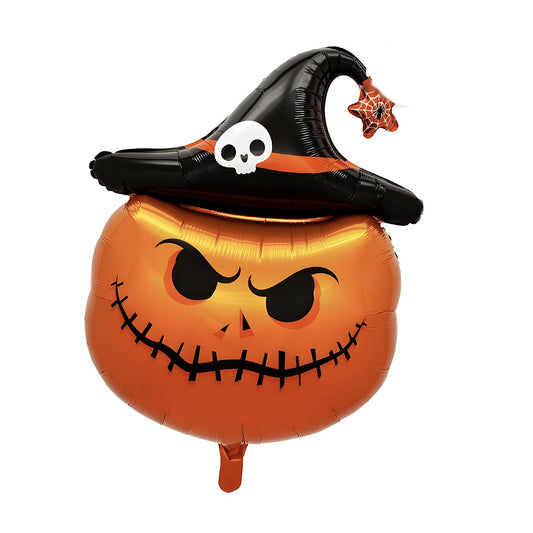Globo Foil Calabaza con Sombrero de Bruja 87 cm