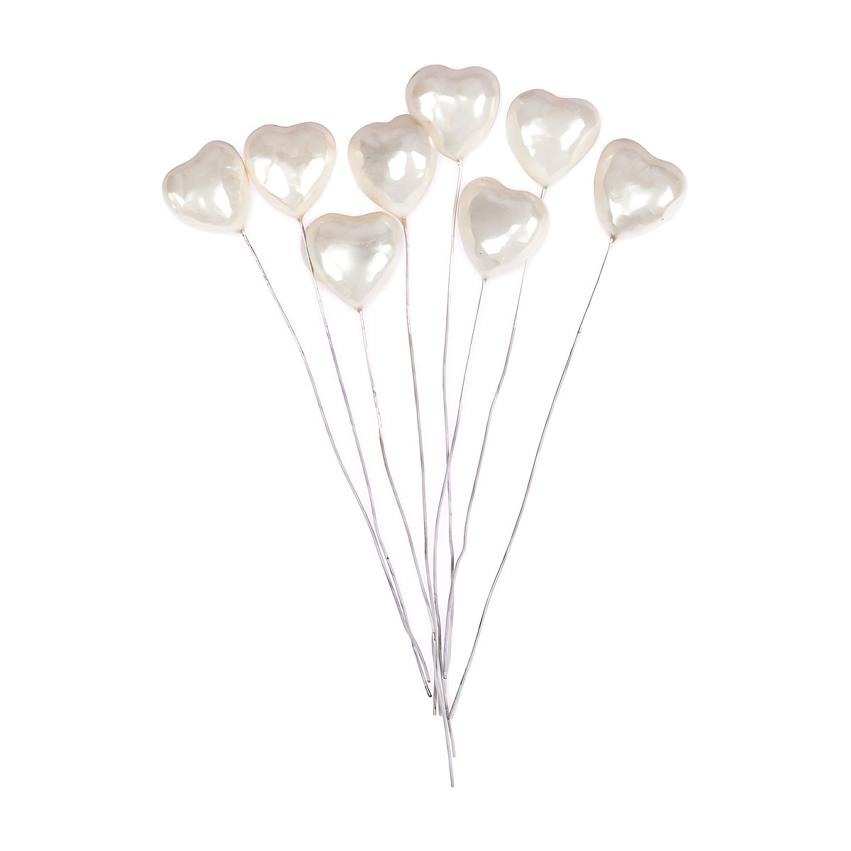 Set Toppers Corazones 8 uds Blanco Perla