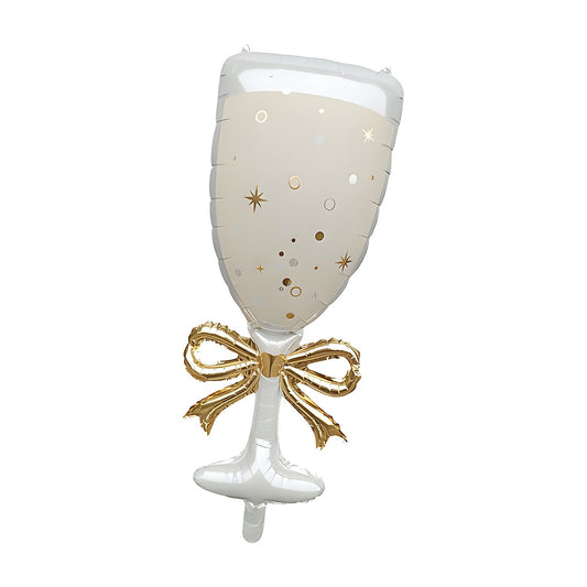 Globo Foil Copa de Cava con Lazo Dorado 98 cm
