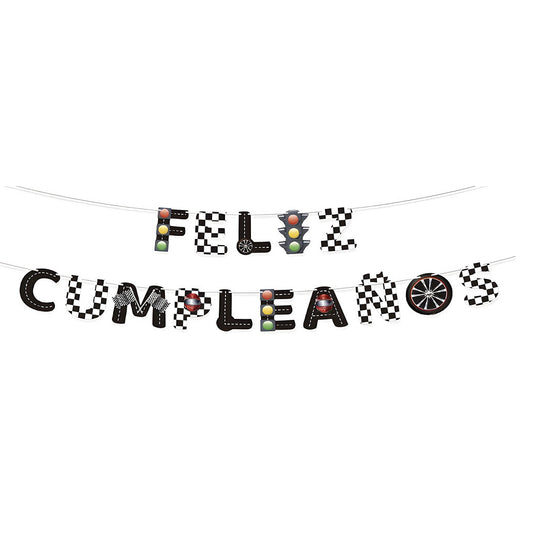 Guirnalda Letras Feliz Cumpleaños Coches y Señales de Tráfico 4 m