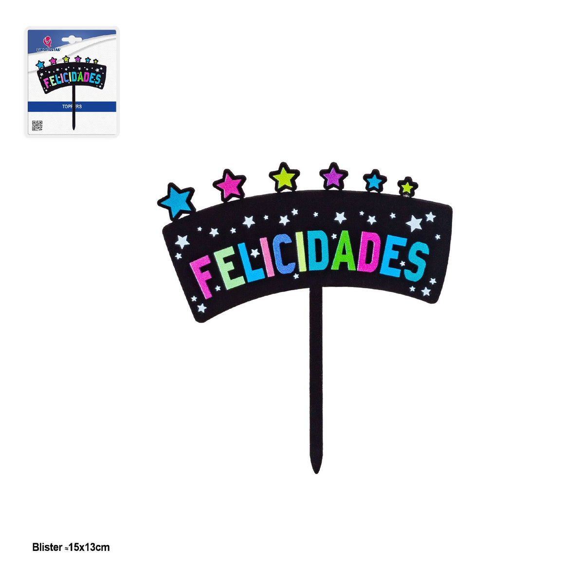 Topper Cartel Felicidades Negro Multicolor