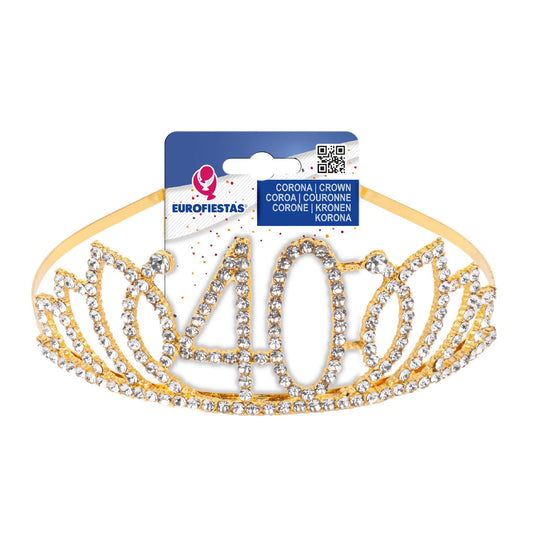 Corona Tiara Número Dorada con Strass 40 y 50 Años
