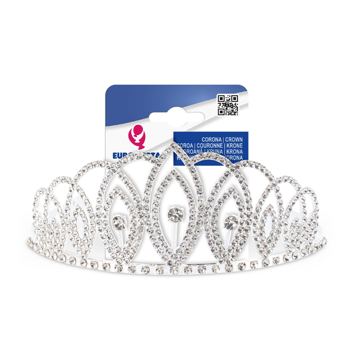 Corona Tiara Plateada con Strass Diseño Ovalado