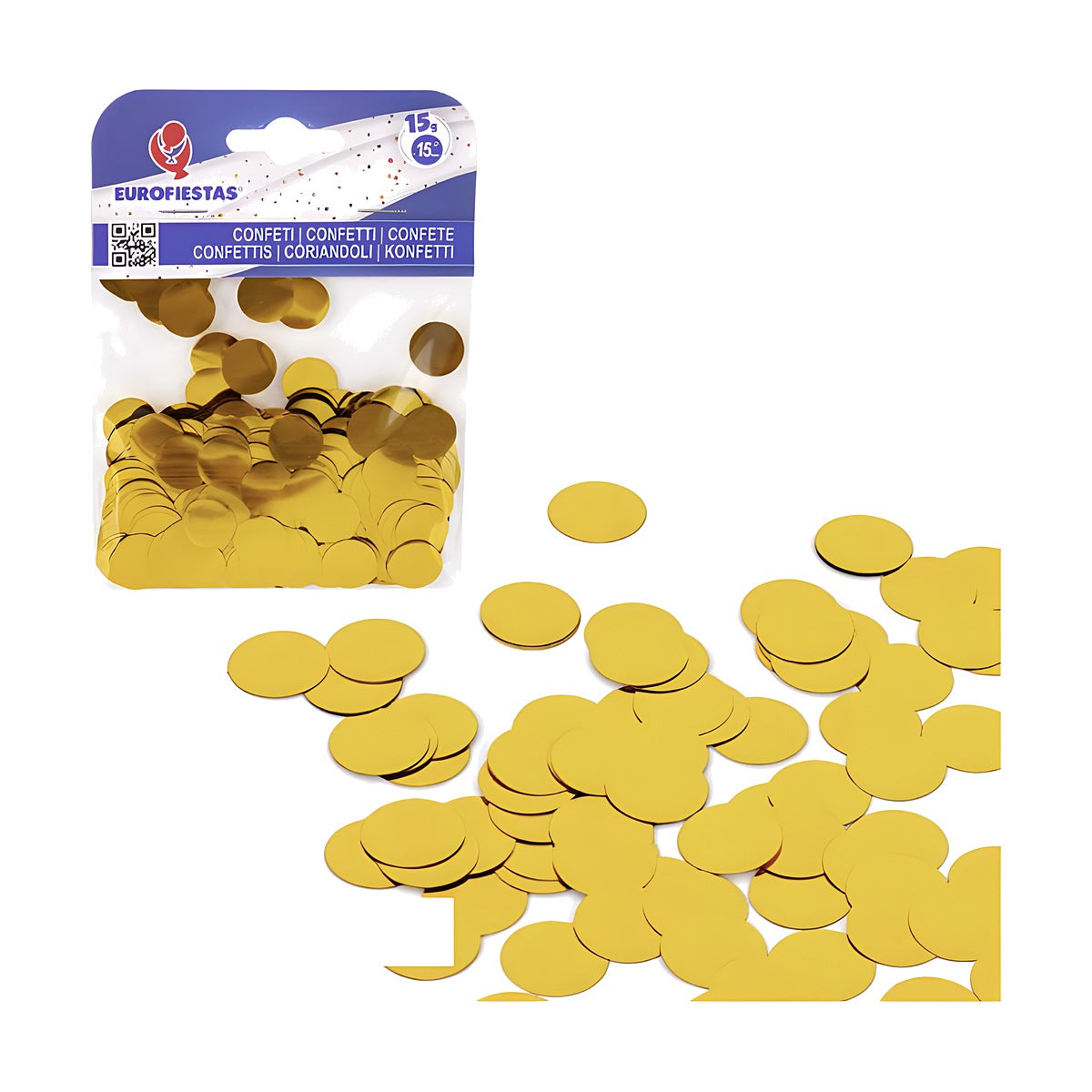 Confeti Metalizado Redondo 15 mm 15 g Oro