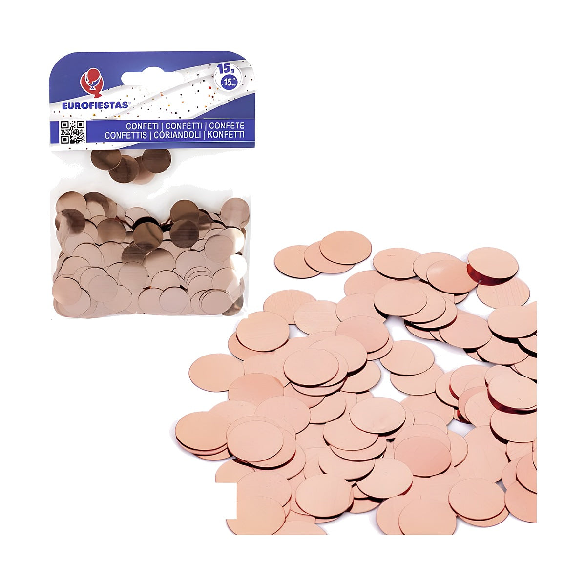 Confeti Metalizado Redondo 15 mm 15 g Oro Rosa
