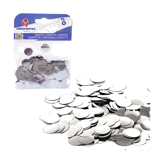 Confeti Metalizado Redondo 15 mm 15 g Plata