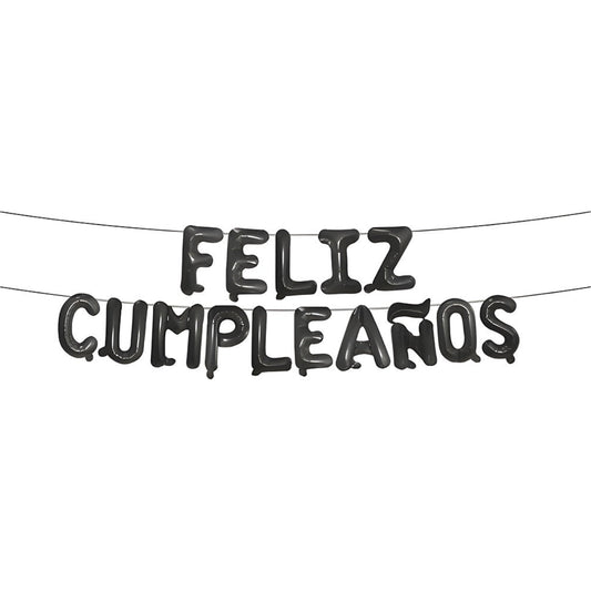 Set Globos Foil Letras 'Feliz Cumpleaños' 40 cm Negro