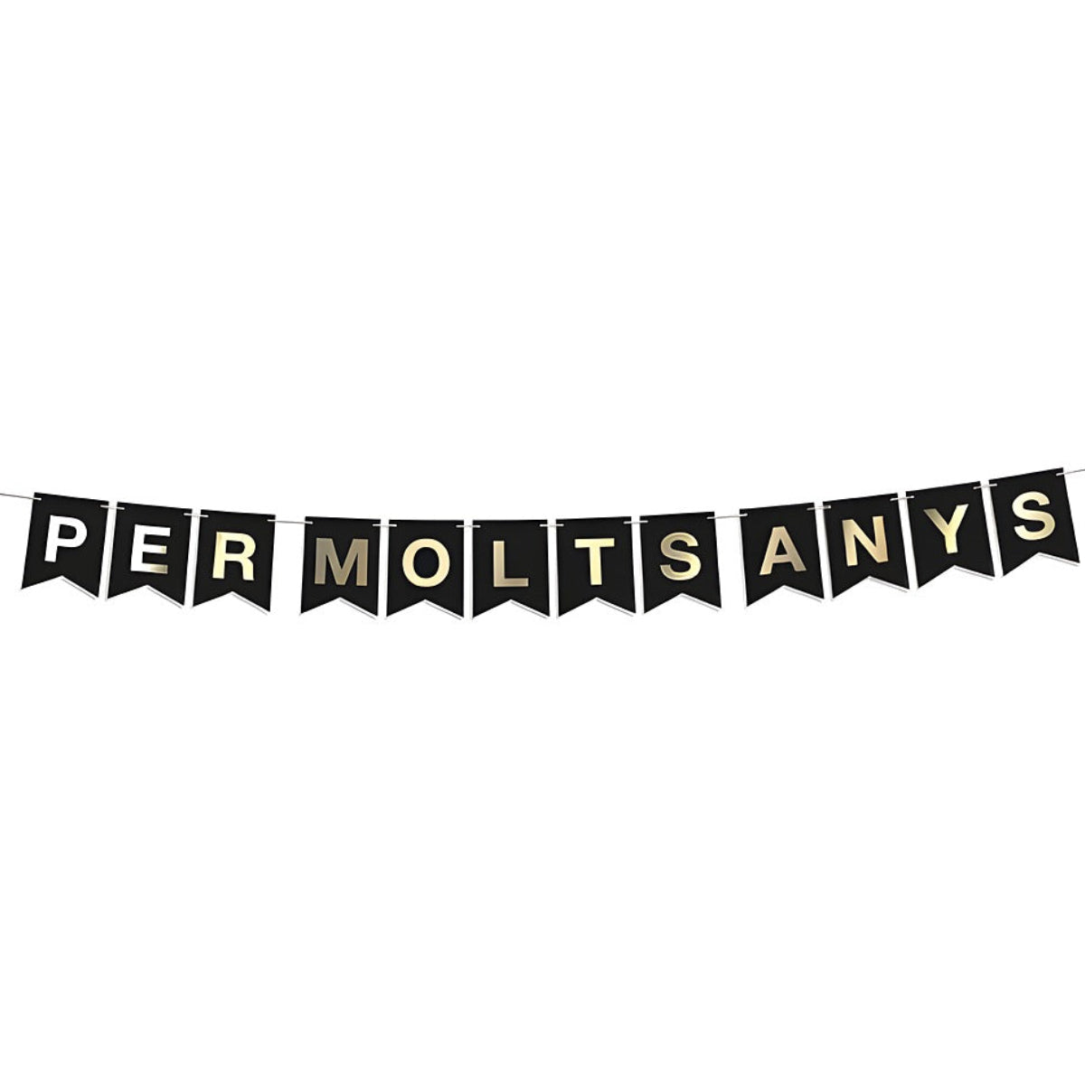 Guirnalda Banderines Per Molts Anys Letras Oro 4 m Negro