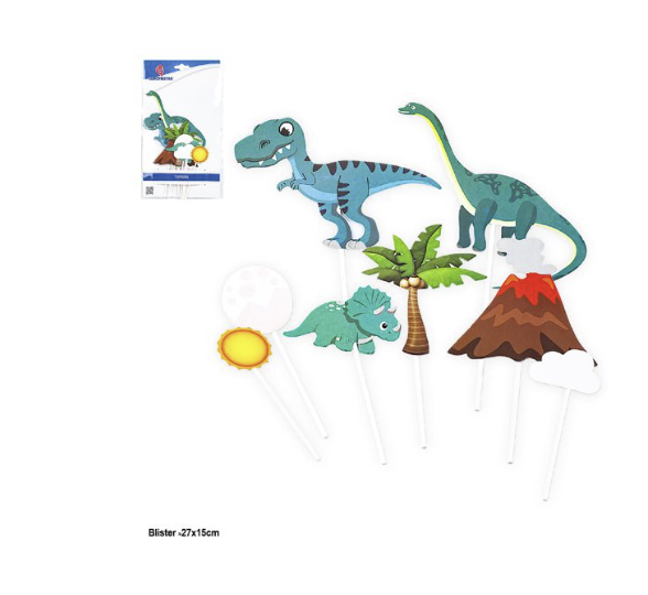 Set Toppers Dinosaurios y Volcán 8 uds