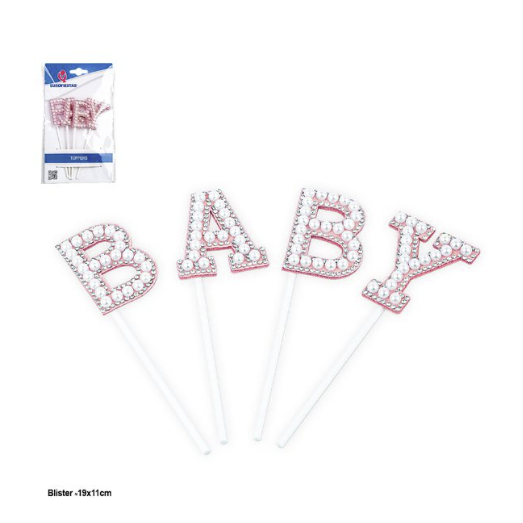 Toppers Letras BABY con Perlas 4 uds