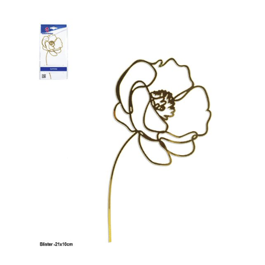 Topper Flor Silueta Dorado 17 x 8 cm