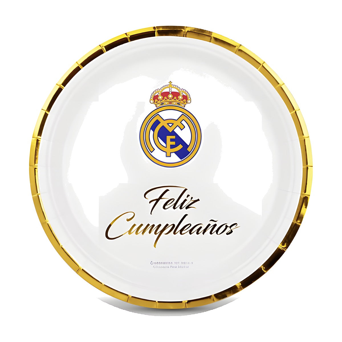Platos Real Madrid Feliz Cumpleaños Dorado 23 cm 8 uds