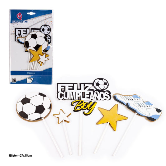 Set Toppers Feliz Cumpleaños Fútbol «Boy» 5 uds
